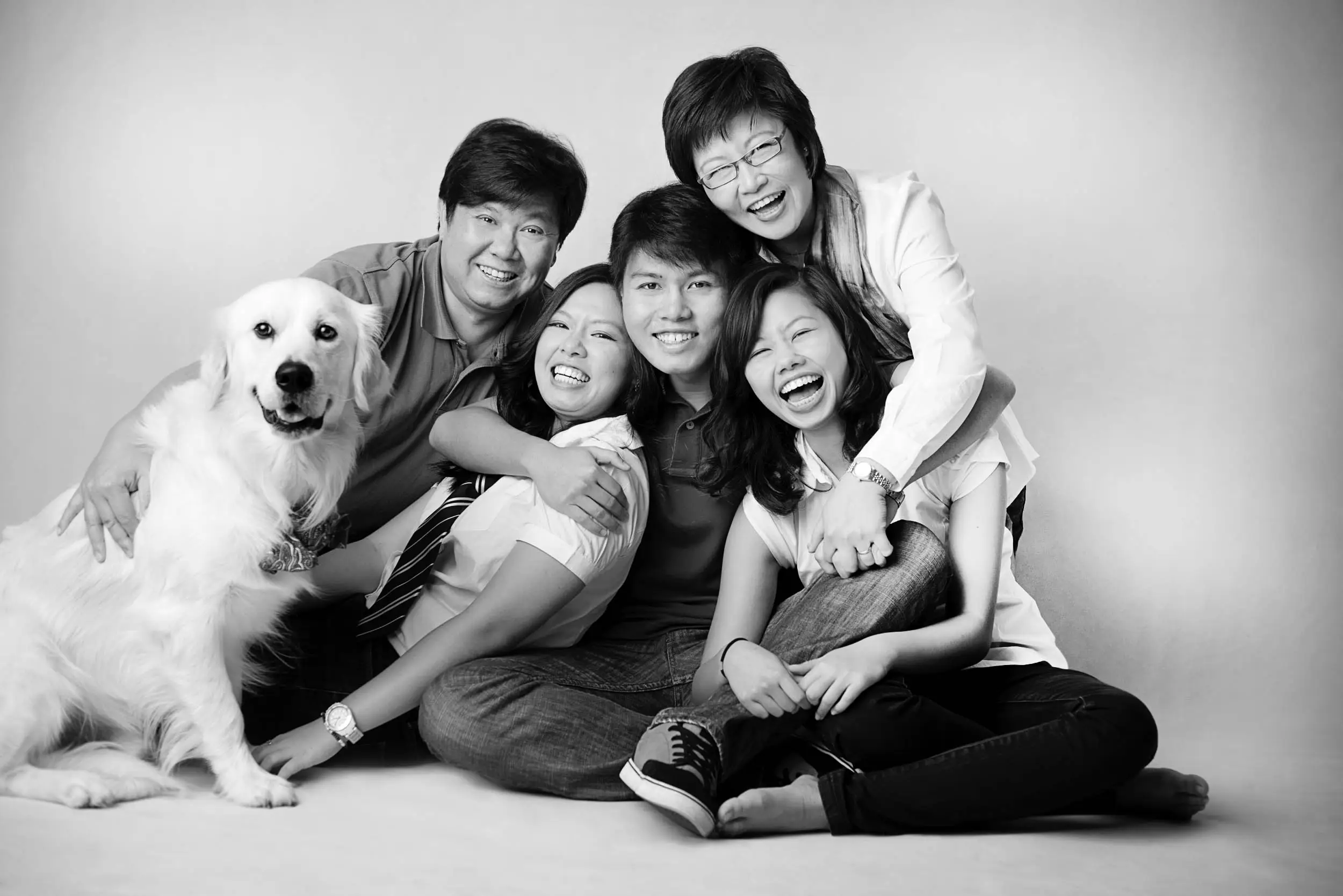 Black-and-white portrait of Jennifer from the Chia family