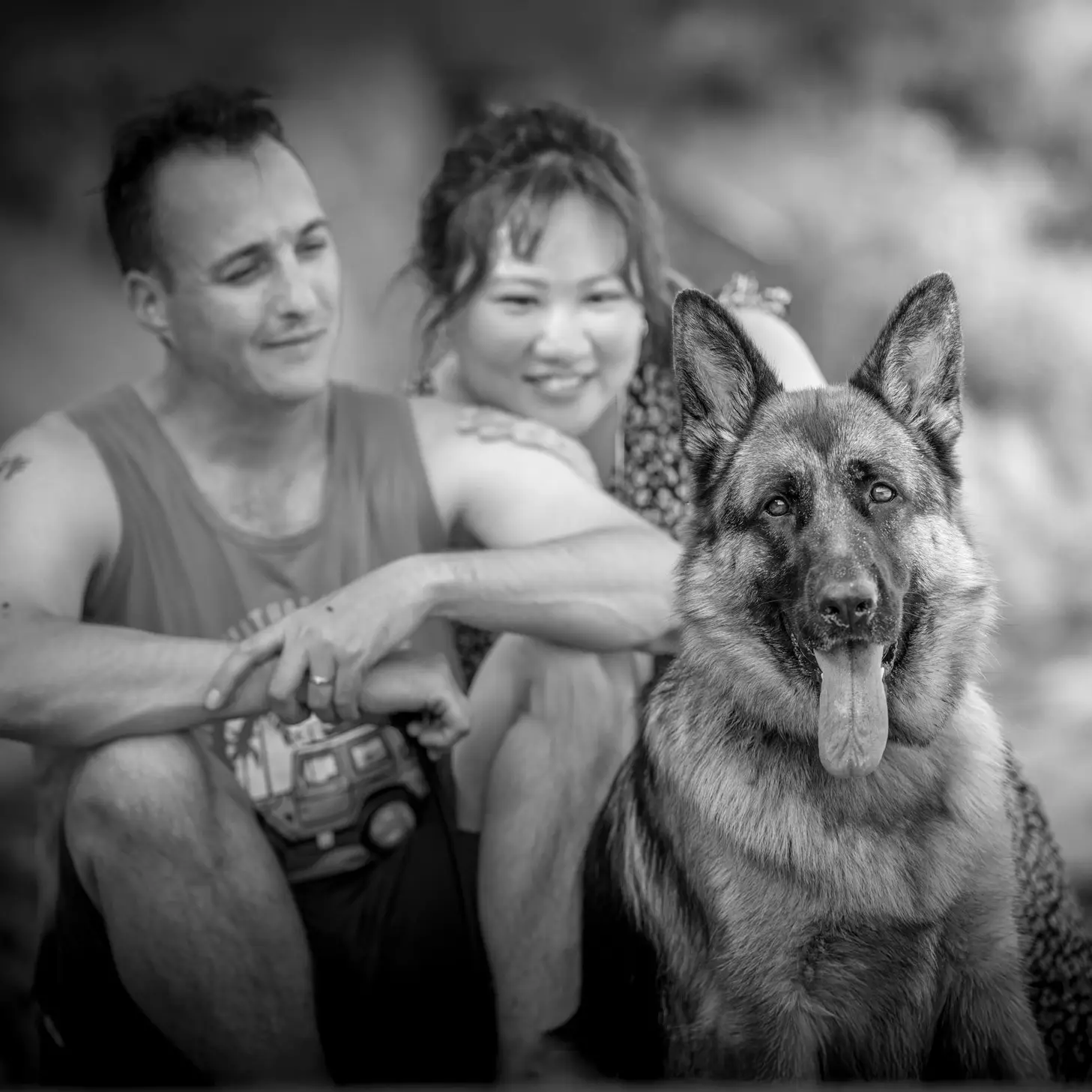 Black-and-white portrait of Luna from the James family